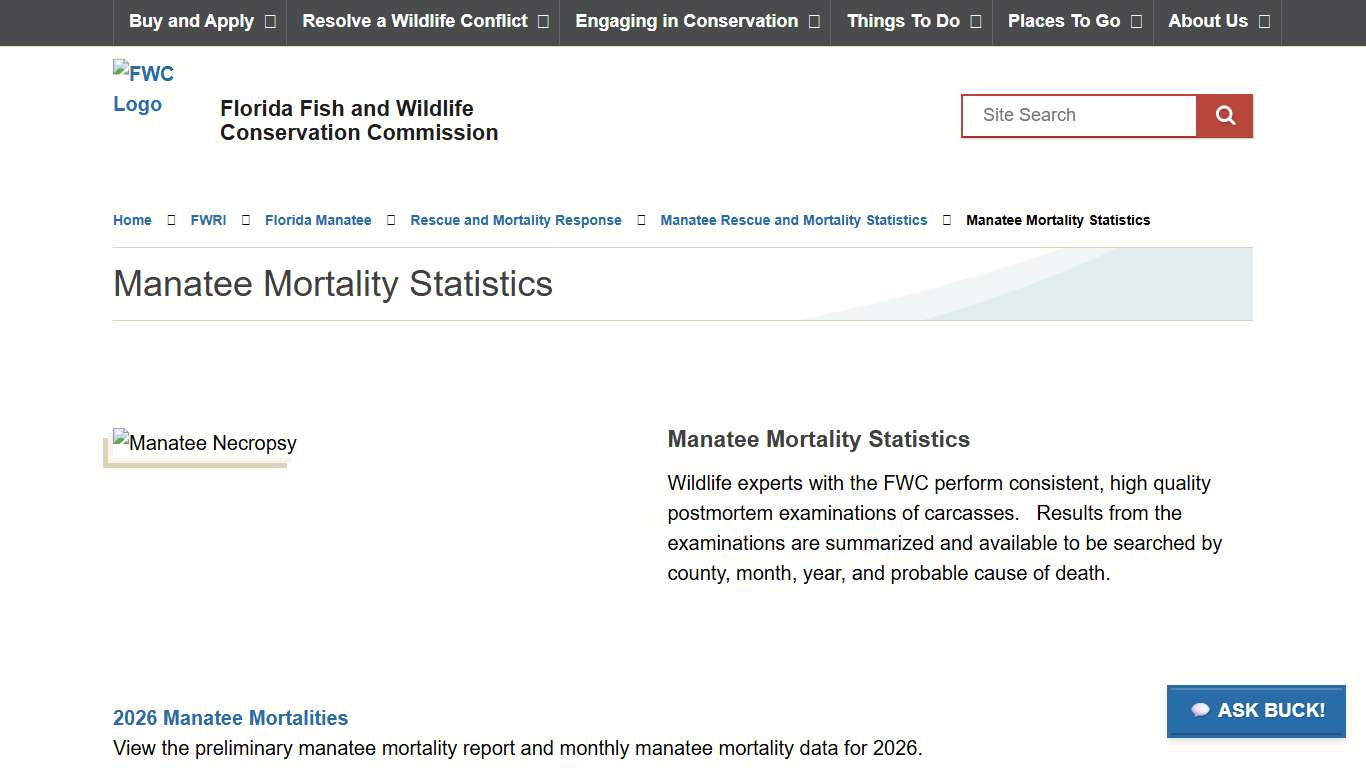 Manatee Mortality Statistics | FWC